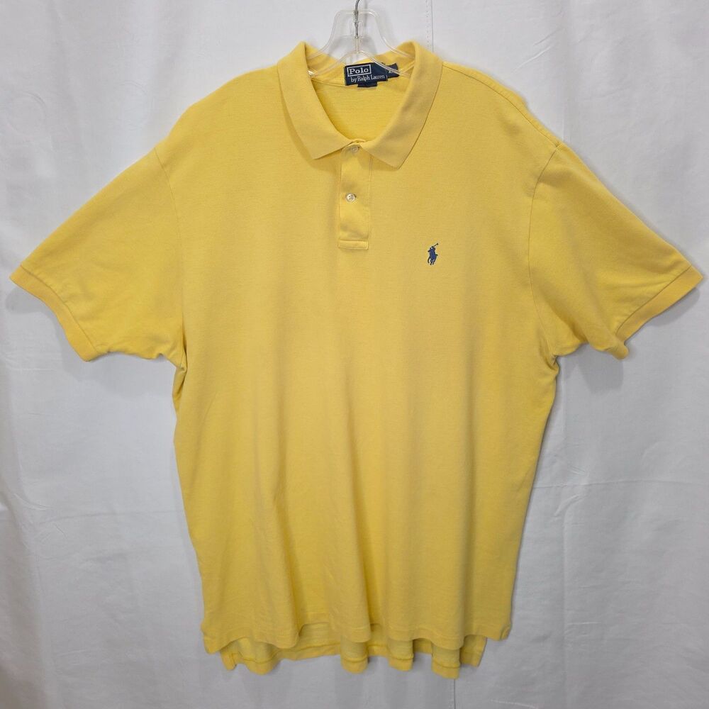 Polo Ralph Lauren Men’s XXL Yellow Cotton Polo Shirt Casual Golf  Preppy Y2K